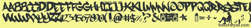 MestizosUnidosUrbanHookupz Font – Black Fonts on Yellow Background