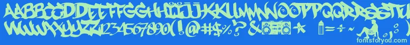 MestizosUnidosUrbanHookupz Font – Green Fonts on Blue Background