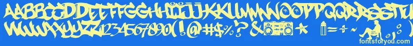 MestizosUnidosUrbanHookupz Font – Yellow Fonts on Blue Background