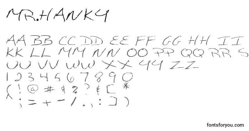 Schriftart Mr.Hanky – Alphabet, Zahlen, spezielle Symbole