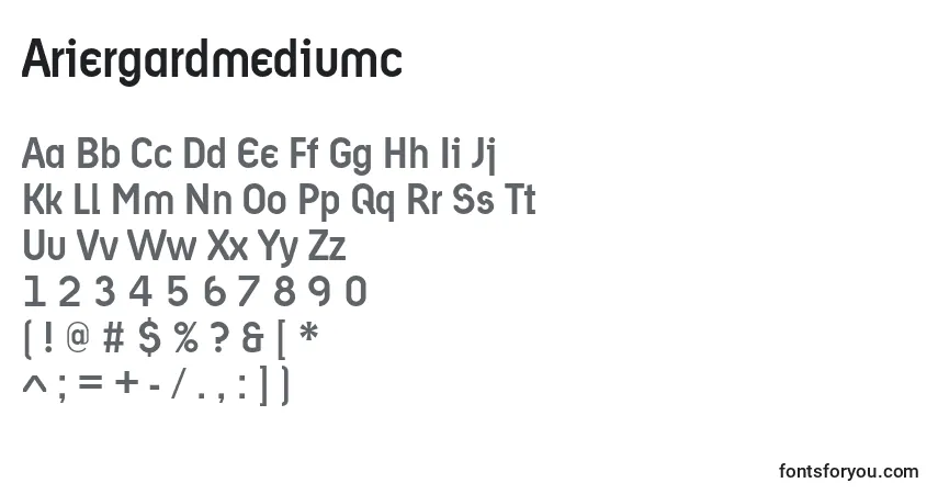 A fonte Ariergardmediumc – alfabeto, números, caracteres especiais