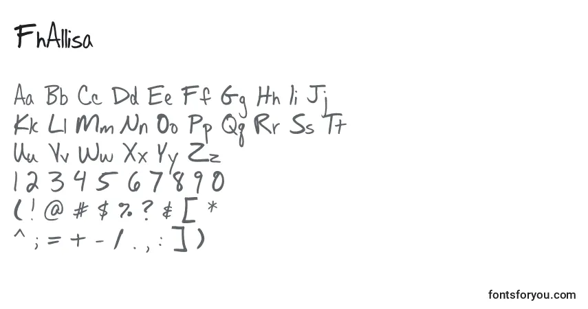 A fonte FhAllisa – alfabeto, números, caracteres especiais