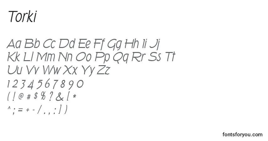 A fonte Torki – alfabeto, números, caracteres especiais