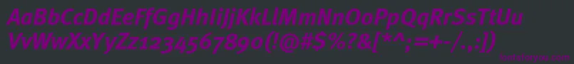 Czcionka MetaboldcItalic – fioletowe czcionki na czarnym tle