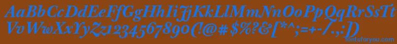 BaskervilleTenProBoldItalic Font – Blue Fonts on Brown Background