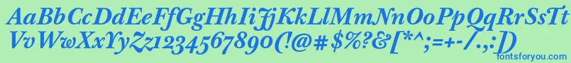 フォントBaskervilleTenProBoldItalic – 青い文字は緑の背景です。
