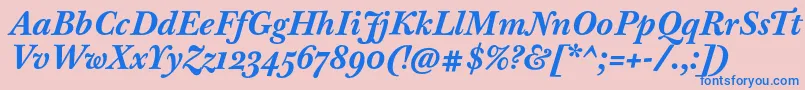 フォントBaskervilleTenProBoldItalic – ピンクの背景に青い文字