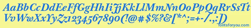 BaskervilleTenProBoldItalic Font – Blue Fonts on Yellow Background