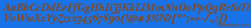 BaskervilleTenProBoldItalic Font – Brown Fonts on Blue Background