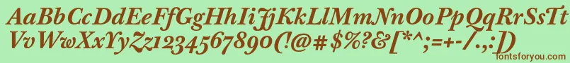 BaskervilleTenProBoldItalic Font – Brown Fonts on Green Background