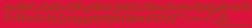 フォントBaskervilleTenProBoldItalic – 赤い背景に茶色の文字