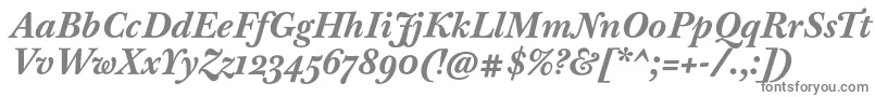 BaskervilleTenProBoldItalic-Schriftart – Graue Schriften auf weißem Hintergrund