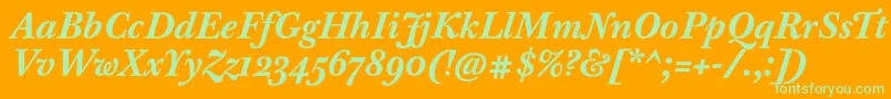 BaskervilleTenProBoldItalic Font – Green Fonts on Orange Background