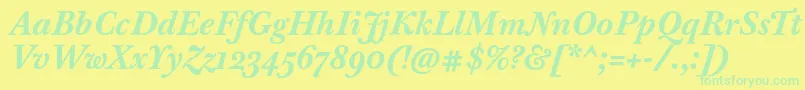 BaskervilleTenProBoldItalic Font – Green Fonts on Yellow Background