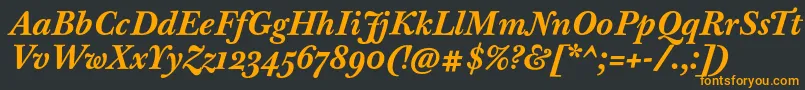 BaskervilleTenProBoldItalic Font – Orange Fonts on Black Background