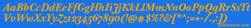 BaskervilleTenProBoldItalic Font – Orange Fonts on Blue Background