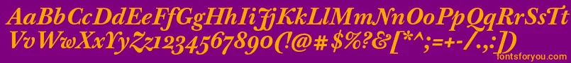 BaskervilleTenProBoldItalic Font – Orange Fonts on Purple Background