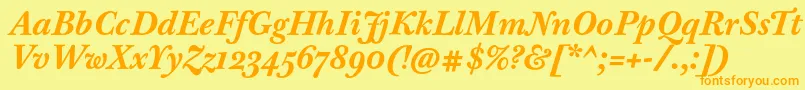 BaskervilleTenProBoldItalic Font – Orange Fonts on Yellow Background