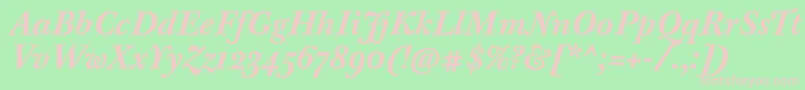 フォントBaskervilleTenProBoldItalic – 緑の背景にピンクのフォント