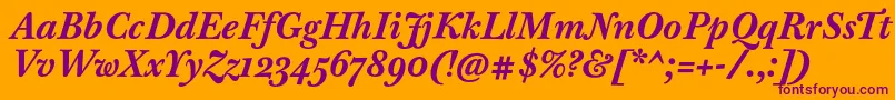 フォントBaskervilleTenProBoldItalic – オレンジの背景に紫のフォント