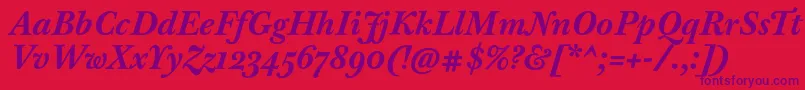 Police BaskervilleTenProBoldItalic – polices violettes sur fond rouge