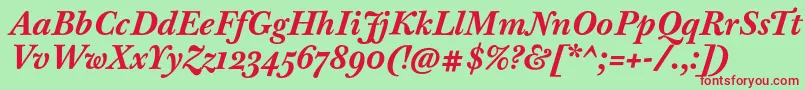 BaskervilleTenProBoldItalic Font – Red Fonts on Green Background