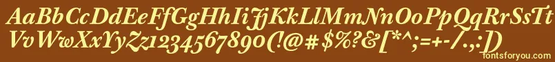 BaskervilleTenProBoldItalic Font – Yellow Fonts on Brown Background