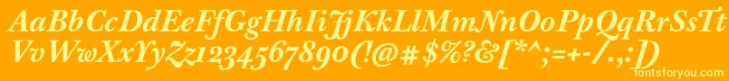 BaskervilleTenProBoldItalic Font – Yellow Fonts on Orange Background