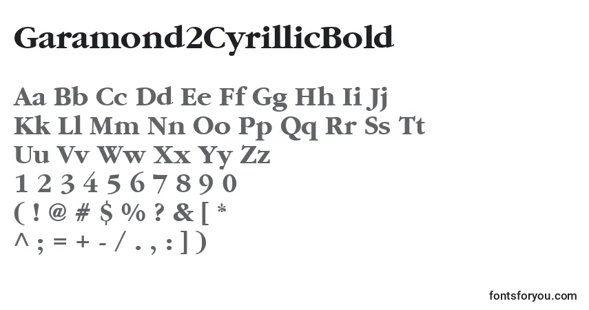 A fonte Garamond2CyrillicBold – alfabeto, números, caracteres especiais