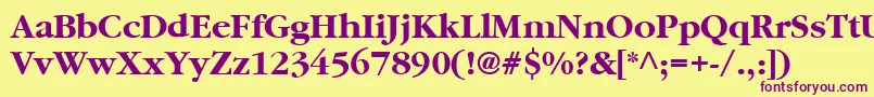 Garamond2CyrillicBold-Schriftart – Violette Schriften auf gelbem Hintergrund