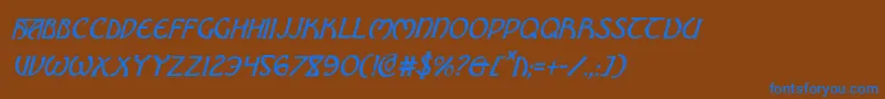 フォントBrinAthynCondensedItalic – 茶色の背景に青い文字