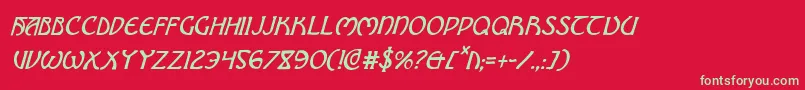 フォントBrinAthynCondensedItalic – 赤い背景に緑の文字