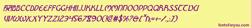 BrinAthynCondensedItalic Font – Purple Fonts on Yellow Background