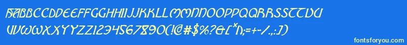 BrinAthynCondensedItalic Font – Yellow Fonts on Blue Background