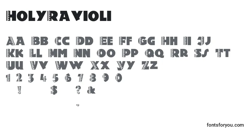 Schriftart HolyRavioli – Alphabet, Zahlen, spezielle Symbole