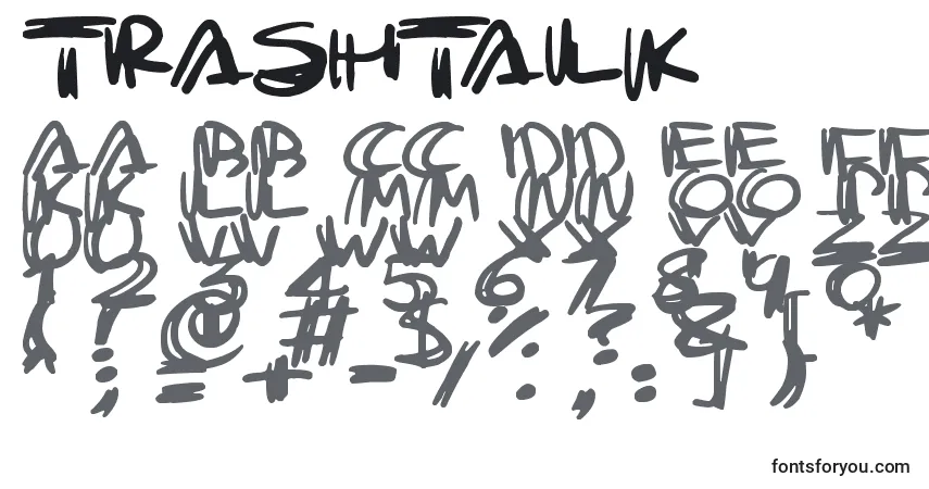 A fonte Trashtalk – alfabeto, números, caracteres especiais