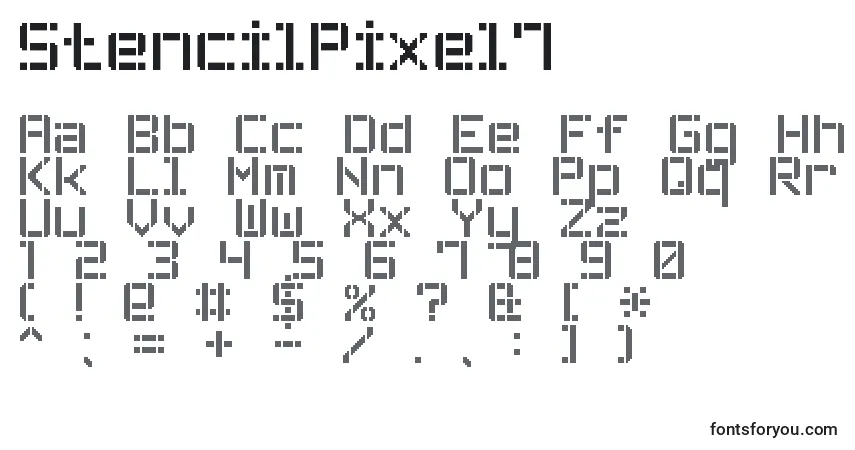 Police StencilPixel7 - Alphabet, Chiffres, Caractères Spéciaux