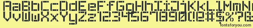 StencilPixel7-fontti – mustat fontit keltaisella taustalla