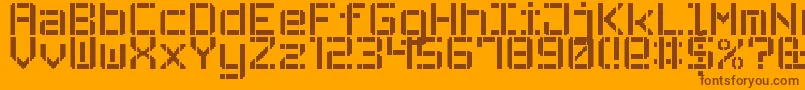 StencilPixel7-fontti – ruskeat fontit oranssilla taustalla