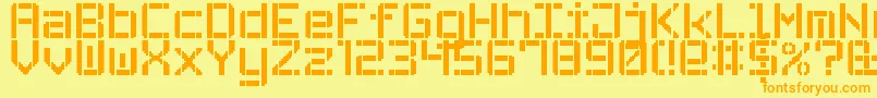 StencilPixel7-fontti – oranssit fontit keltaisella taustalla