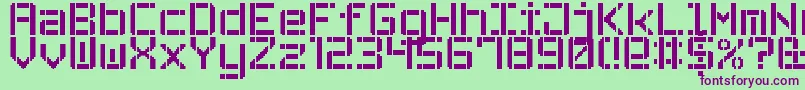 StencilPixel7-Schriftart – Violette Schriften auf grünem Hintergrund
