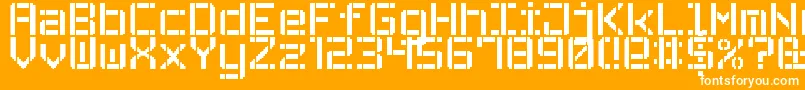 StencilPixel7-fontti – valkoiset fontit oranssilla taustalla