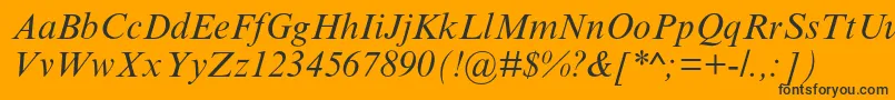 Fonte TimesnewromanmtstdItalic – fontes pretas em um fundo laranja