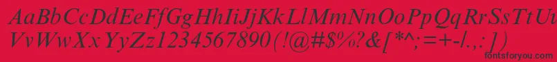 フォントTimesnewromanmtstdItalic – 赤い背景に黒い文字