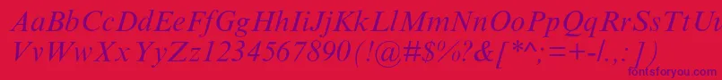 TimesnewromanmtstdItalic Font – Purple Fonts on Red Background