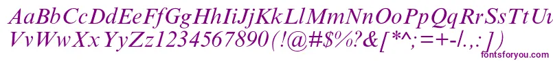 TimesnewromanmtstdItalic-Schriftart – Violette Schriften auf weißem Hintergrund