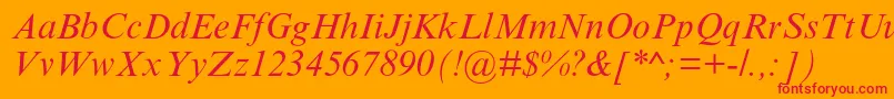 TimesnewromanmtstdItalic Font – Red Fonts on Orange Background