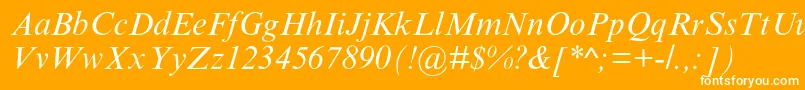 Weitere Informationen zur TimesnewromanmtstdItalic-Schriftart TimesnewromanmtstdItalic-Schriftart – Weiße Schriften auf orangefarbenem Hintergrund