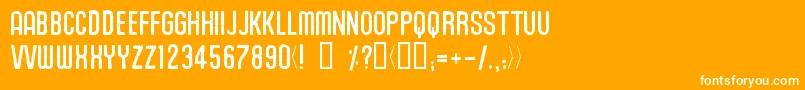 Unionagrochem-Schriftart – Weiße Schriften auf orangefarbenem Hintergrund