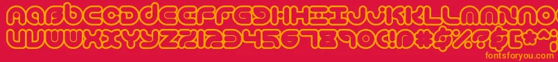 フォントTechniqueOlBrk – 赤い背景にオレンジの文字